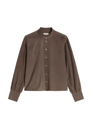 Marc OPolo Casual - Rüschenbluse regular Stone Taupe - Gr. - 38