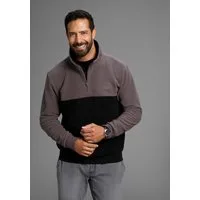 Man's World Fleecepullover Troyer mit Kontrast-Part, ideal für den Übergang