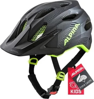 Alpina Carapax Junior Kinder-Helm black-neon-yellow 51-56 cm