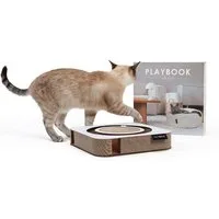 LucyBalu Tier-Beschäftigungsspielzeug PLAYBOOK Interaktives Katzen Spielzeug, Kratzbrett mit Ball, Katzenspielzeug mit Table-Book-Hülle