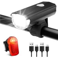 TUWENA Fahrradbeleuchtung LED Fahrradlicht Set, STVZO Zugelassen Fahrradbeleuchtung Fahrradlampe, USB-Aufladung Fahrrad Licht Bike Light mit Frontlichter und Rücklicht