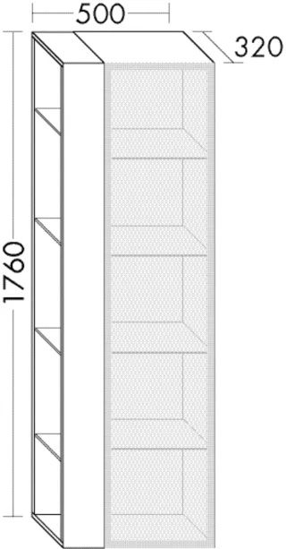Burgbad Hochschrank Yumo Preisgruppe 1 1760x500x320 Eiche Dekor Nachtschwarz, HSKG050RF7335 HSKG050RF7335