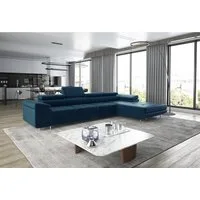 thematys Ecksofa ALVARO MAXI 355 x 204cm mit Schlaffunktion & Bettkasten –, L-Sofa mit 4 verstellbaren Kopfstützen, Samt (Monolotith), oder Cord (Poso) - L-Form, XL-Wohnlandschaft, 355 cm breit