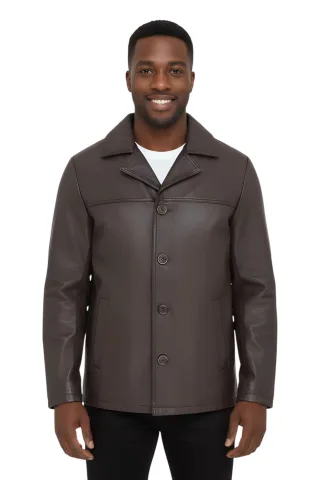 Braune Herren-Blazerjacke aus italienischem Leder mit 4 Knöpfen – Gladstone