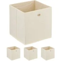 relaxdays Aufbewahrungsbox Cremefarbene Aufbewahrungsbox im 4er Set