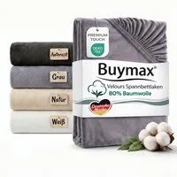 Buymax Spannbettlaken Premium Velours aus 80% Baumwolle, Velours, Gummizug: Rundumgummi, (1 Stück), Pflegeleicht und Atmungsaktiv in Verschiedenen Farben und Größen
