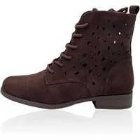 Nowaland Damen Schnür Stiefelette mit Reißverschluss Stiefelette Moderne Western-Stiefelette mit dekorativer Schnürung