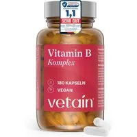 VETAIN Vitamin B Komplex hochdosiert - 180 Kapseln, 180 St., 32 g, In bioaktiver Form