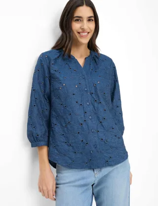 Brax Damen Bluse Style VELIA indigo mood, Blau, Gr. 34
