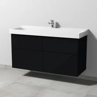 Sanipa 3way Waschtischunterbau zu Geberit Xeno2 Waschtisch mit 4 Auszügen, Schwarz-Matt SF66408