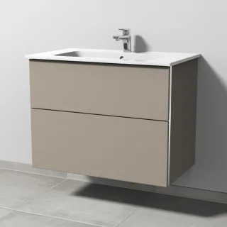 Sanipa 3way Waschtischunterbau zu Duravit ME by Starck Waschtisch mit 2 Auszügen, Sandgrau-Matt BS72567