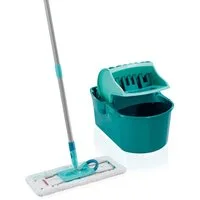 Leifheit Wischmopp Set Wischtuchpresse Profi Compact mit Bodenwischer, (4-St), Waschbar bei 60°C, Wischbreite 42cm, 360° Drehgelenk