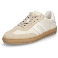 MIDS MOSS Damen Sneaker weiß sand aus Rauleder & Glattleder mit Wechselfußbett und Schnürung