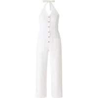 WENOR Overall Damen Jumpsuit Leinen-Viskose mit Knöpfen & Nackenbindung Naturfaser, luftiges Sommerdesign