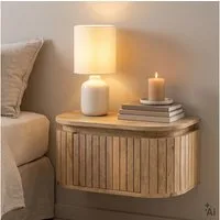 IDIMEX Nachtkommode CALASIA, Hängender Nachttisch aus Mangoholz mit Lamellen-Design Natur