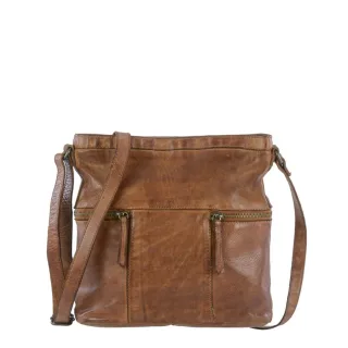 Umhängetasche Damen viele Fächer Leder cognac 26x25x9cm | Bear Design Chessie. Hochwertige Schultertasche für eine klare Struktur im Berufsalltag.