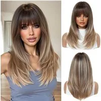 LuxusKollektion Kunsthaarperücke Perücke Damen Ombre Braun Blond Ombre Braun gemischt Blond(1287-3)