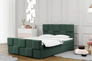 Boxspringbett Schlafzimmerbett MURILO 200x200cm in Stoff Monolith Grün