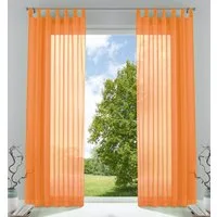 Gardinenbox Gardine (2 St), Schlaufen, transparent, Voile, Transparent Vorhang Set Voile Bleibandabschluss 61000CN