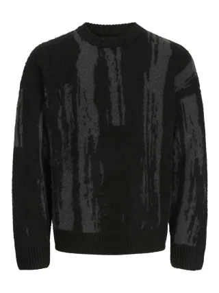 JACK&JONES - JCOCOVER KNIT BRUSHED CREW NECK black - Gr. - XL