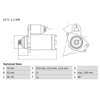 Bosch Anlasser 1,1 kW Audi Seat Skoda VW 0986026130
