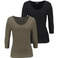 Flashlights V-Shirt (2er-Pack) unifarben, V-Ausschnitt, Basic-Stil, aus Baumwolle, im 2er-Pack
