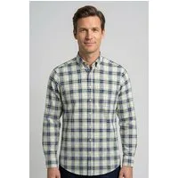 FYNCH-HATTON Langarmhemd Washed Oxford Check normale Passform, kariertes Muster, mit Brusttasche