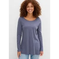 bonprix Langarmshirt lockere Passform, Langarm-Design, abgerundeter Saum, aus Baumwolle
