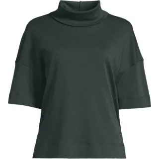 Supima Rollkragenshirt in Plus-Größe für Damen, Damen, size: plus, Grün, Baumwolle, by Lands' End