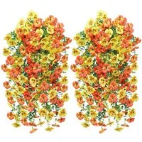 Kunstblumenstrauß 4 Stück Künstlich Hängende Blumen, Kunstblumen, Agger, Veilchen, Grünpflanzen und Ranken