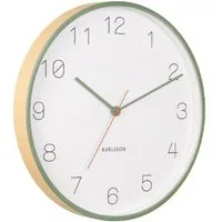 Karlsson Uhr Wanduhr Joy Wood mit Dunkelgrünen Akzenten (40cm)