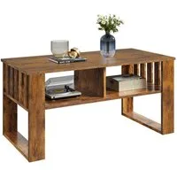WLIVE Couchtisch Vintage 100×48,5×48cm, Wohnzimmertisch mit Aufbewahrung, (Breite 100 cm, 1Tisch), Sofatisch für Schlafzimmer, Homeoffice, Vintagebraun