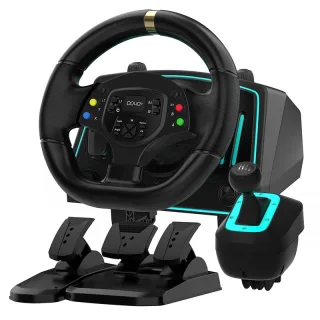 G30 1080° Gaming Steering Wheel with 6+1 Speed Shifter Pedals 180°-1080° Adjustable Rotation Strength Force Feedback LED