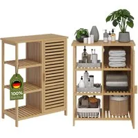Bellamio Hochschrank Newa aus Bambus, Badezimmerschrank mit Ablage, lackiert (6 Fächer) Badezimmerschrank 85×33×66cm, verfügbar in verschiedenen Ausführungen