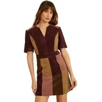 Love & Roses Minikleid Love & Roses Minikleid mit Kunstveloursleder (1-tlg)