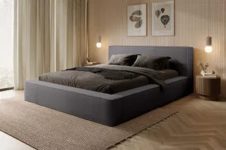 Polsterbett Doppelbett OMAHA 140x200cm Komplettset Stoff Euphoria Dunkelgrau