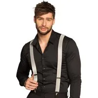 Boland Kostüm Hosenträger Silber Basic Y-Form verstellbar für Unisex Karneval Party, versttellbar