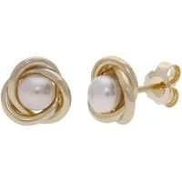 Firetti Paar Ohrstecker Schmuck Geschenk Silber 925 Ohrschmuck Ohrringe Knoten, mit Süßwasserzuchtperle
