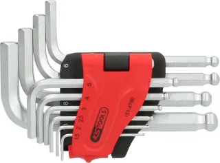 KS Tools Kugelkopf-Innensechskant-Winkelstiftschlüssel-Satz, 10-tlg, kurz, 1,5-10mm - 151.4780