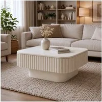Celya Couchtisch Quadratischer Cocktailtisch mit verstecktem Stauraum (aus furniertem Massivholz, einfache Montage in 5 Minuten)