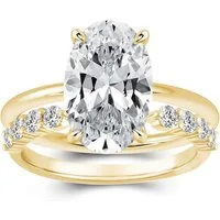 Jumpeak Diamantring Oval 3,5ct E VS1,14K Gold Labordiamant Ring, Hochzeit Band Braut Set, IGI-Zertifikat,Stapelbarer Damenring, Diamanten im Brillantschliff