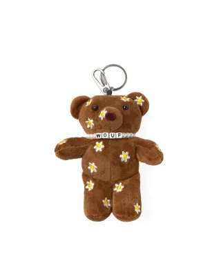 wouf - Plüschiger Teddybär-Anhänger mit Blumenmuster braun - Gr. - OS