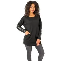 Gio Milano Tunika G27-5601 mit Taschen und Gallonstreifen Sweatkleid