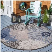 Sanat Teppich Floral 2 Outdoor, rund, Höhe: 6 mm, In- und Outdoor geeignet, florales Design, Balkon, Terasse