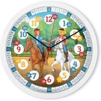 K&L Wall Art Wanduhr Bibi & Tina Wanduhr Kinder Lernuhr mit Lernzifferblatt (lautlose Kinderuhr mit Quarz Uhrwerk ohne Ticken)
