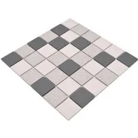 Mosani Mosaikfliesen Mosaik Fliese Keramik hellbeige grau unglasiert