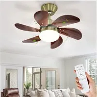ZMH Deckenventilator Mit Licht und Fernbedienung Leise für Flur/Schlafzimmer Deckenlampe, Ø75 cm, 40W, Timer Funktion, 6 Flügeln, mit Fernbedienung