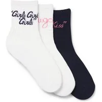 HUGO Freizeitsocken 3P QS SLOGAN CC W (3-Paar) verstärkte Fersen-und Zehenpartie, kontrastfarbene Details