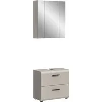 welltime Badmöbel-Set FLORENZ, 2-teilige Badkombination, hochwertige MDF-Front, (Set, 2-St., bestehend aus: 1 Waschbeckenunterschrank, 1 Spiegelschrank), Bad-Kombination, Bad-Möbel, Badezimmer, Kombination, Kombi