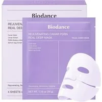 Biodance Gesichtsmaske Rejuvenating Caviar PDRN Real Deep Mask – Hydrogelmaske mit Caviarextrakt & PDRN – für glattere, gestärkte Haut – 4er Pack à 34 g –, koreanische Gesichtspflege für alle Hauttypen